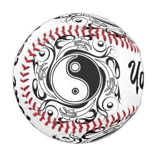 Yin & Yang Symbol Schwarz-Weiß-Tätowierstil Baseball