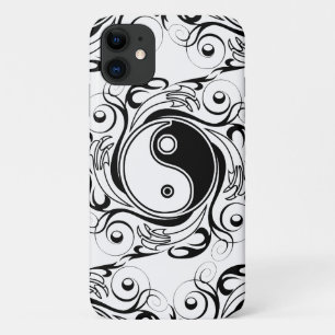 Yin & Yang-Symbol Schwarz-Weiß-Tätowierstil Case-Mate iPhone Hülle