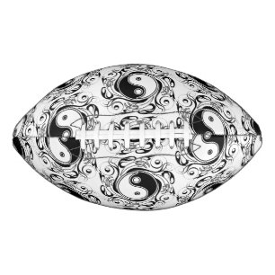 Yin & Yang Symbol Schwarz-Weiß-Tätowierstil Football
