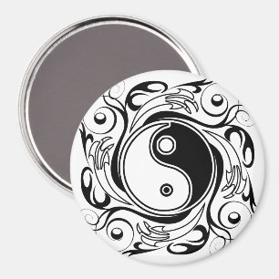 Yin & Yang-Symbol Schwarz-Weiß-Tätowierstil Magnet