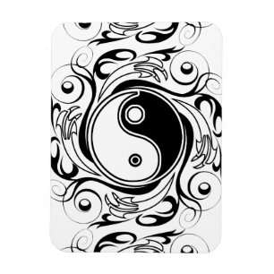 Yin & Yang-Symbol Schwarz-Weiß-Tätowierstil Magnet