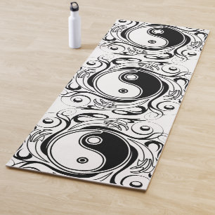 Yin & Yang-Symbol Schwarz-Weiß-Tätowierstil Yogamatte