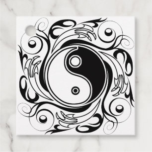 Yin & Yang Symbol Schwarz-Weiß-Tätowierungsstil Geschenkanhänger