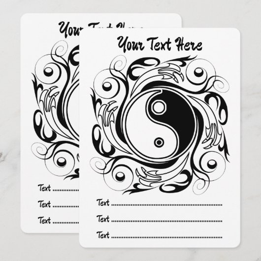 Yin & Yang Symbol Schwarz-Weiß-Tätowierungsstil Programm (Vorne/Hinten)