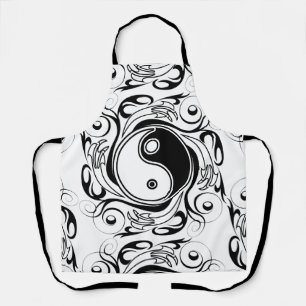 Yin & Yang Symbol Schwarz-Weiß-Tätowierungsstil Schürze
