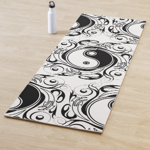 Yin & Yang Symbol Schwarz-Weiß-Tätowierungsstil Yogamatte