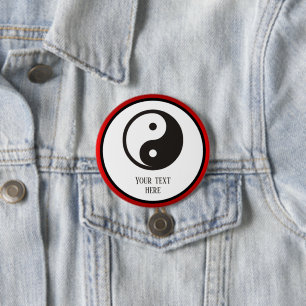 Yin Yang Symbol - solide Tätowierung Button