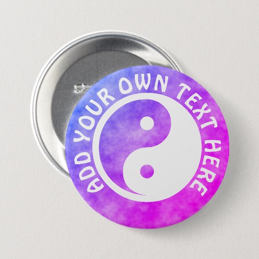 Yin Yang Symbol - solide Tätowierung-Design 2 Button (Vorne & Hinten)