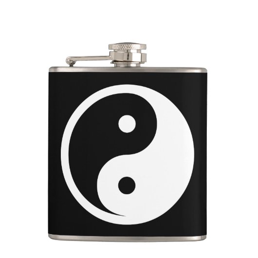 Yin Yang Symbol - solide Tätowierung-Design 2 Flachmann (Vorderseite)