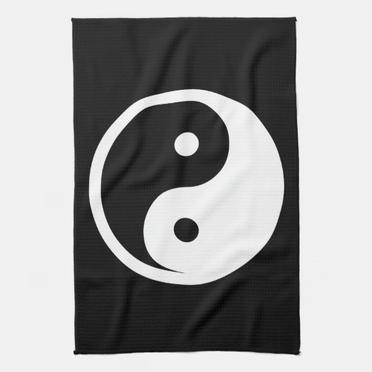 Yin Yang Symbol - solide Tätowierung-Design 2 Geschirrtuch (Vertikal)