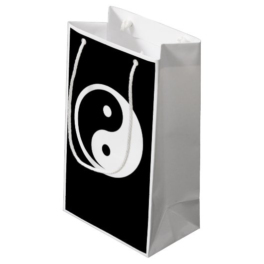 Yin Yang Symbol - solide Tätowierung-Design 2 Kleine Geschenktüte (Rückseite Schrägansicht)