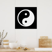 Yin Yang Symbol - solide Tätowierung-Design 2 Poster (Küche)