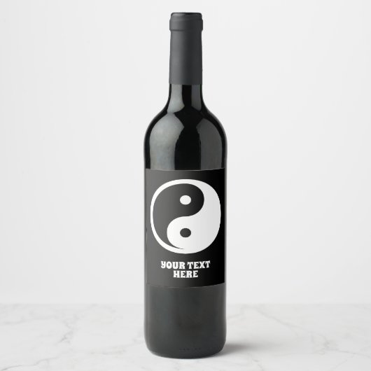 Yin Yang Symbol - solide Tätowierung-Design 2 Weinetikett (Vorderseite)