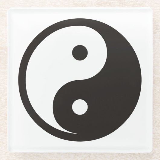 Yin Yang Symbol - solide Tätowierung Glasuntersetzer (Vorderseite)