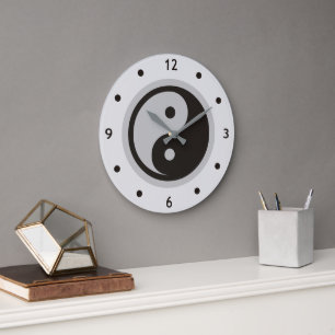 Yin Yang Symbol - solide Tätowierung Große Wanduhr