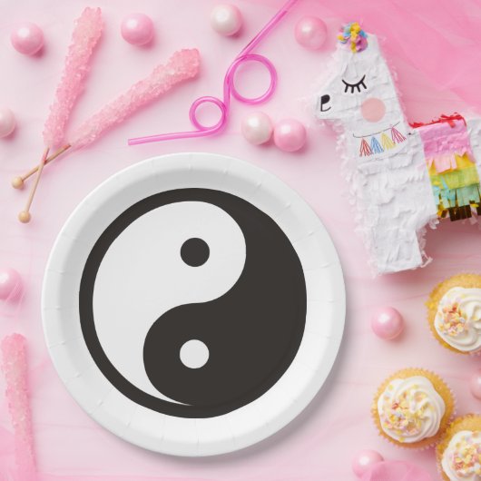 Yin Yang Symbol - solide Tätowierung Pappteller (Party)