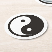 Yin Yang Symbol - solide Tätowierung Runder Pappuntersetzer (Angewinkelt)