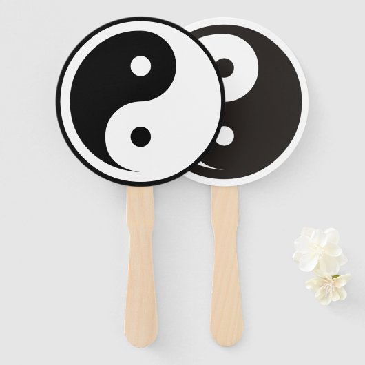 Yin Yang Symbol - solides Tattoodesign 1+2 Fächer (Vorne und Hinten)