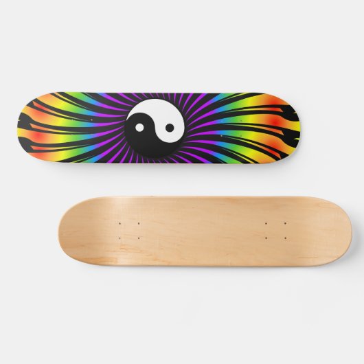 Yin Yang Symbol & Spiral Design: Skateboard (Horizontal)