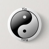 Yin Yang Symbolknopf (Schwarzes) Button (Vorderseite)