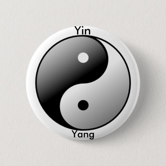 Yin Yang Symbolknopf (Schwarzes) Button (Vorderseite)