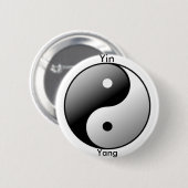 Yin Yang Symbolknopf (Schwarzes) Button (Vorne & Hinten)