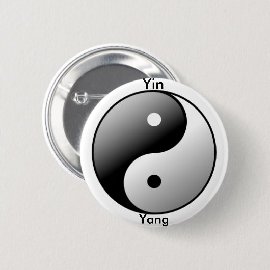 Yin Yang Symbolknopf (Schwarzes) Button (Vorne & Hinten)
