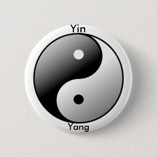 Yin Yang Symbolknopf (Schwarzes) Button
