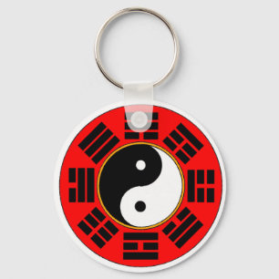 Yin Yang Taoist Chinesisch Red Bagua Trigram Schlüsselanhänger