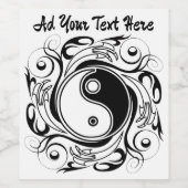 Yin Yang Tattoo Ornamental Style Weinetikett (Einzelnes Label)