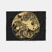 Yin Yang Tiger Drache Gold Fleecedecke (Vorderseite (Horizontal))