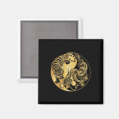 Yin Yang Tiger Dragon Gold  Magnet (Vorderseite/Rückseite)