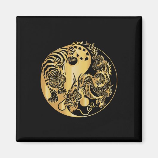 Yin Yang Tiger Dragon Gold  Magnet (Vorne)
