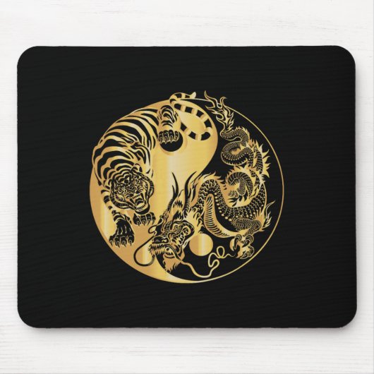 Yin Yang Tiger Dragon Gold Mousepad (Vorne)