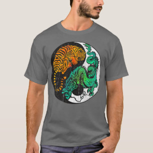 Yin Yang Tiger Dragon Retro Tattoo Style MIXED MAR T-Shirt