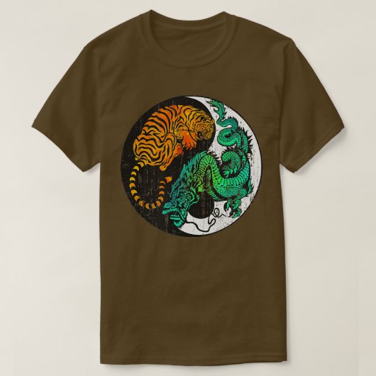 Yin Yang Tiger Dragon Retro Tattoo Style MIXED MAR T-Shirt (Design vorne)