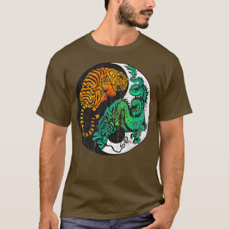 Yin Yang Tiger Dragon Retro Tattoo Style MIXED MAR T-Shirt