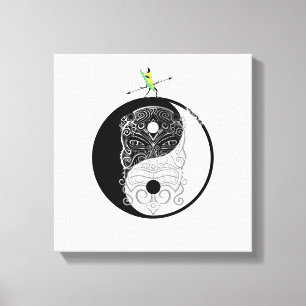 Yin Yang Tiki Krieger Maske Leinwanddruck