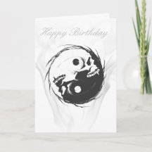 Yin-Yang - Totenkopf-Geburtstagskarte