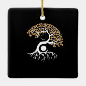 Yin Yang Tree - Goldene Blätter Keramikornament (Rückseite)