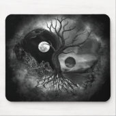 Yin Yang Tree Landscape Black and White Mousepad (Vorne)