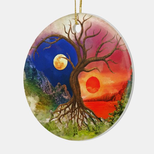 Yin Yang Tree Landscape Keramik Ornament (Links)