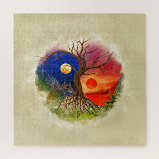 Yin Yang Tree Landscape Puzzle (Vertikal)