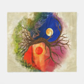 Yin Yang Tree Landschaft Fleecedecke (Vorderseite (Horizontal))