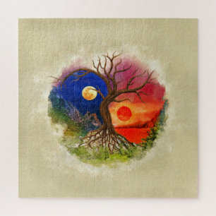 Yin Yang Tree Landschaft Puzzle