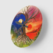 Yin Yang Tree Landschaft Runde Wanduhr (Winkel)