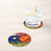 Yin Yang Tree Landschaft Runder Pappuntersetzer (Vor Ort)