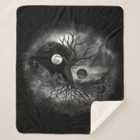 Yin Yang Tree Landschaft Schwarz-Weiß