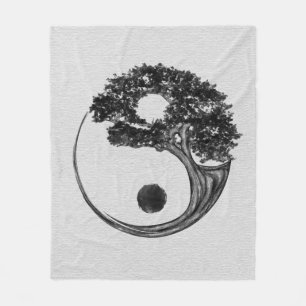 Yin Yang Tree Leinwand Fleecedecke