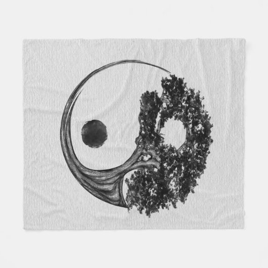 Yin Yang Tree Leinwand Fleecedecke (Vorderseite (Horizontal))